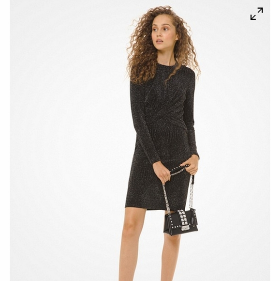 NWT MICHAEL KORS METALLIC TWISTED KNIT DRESS - Picture 2 of 7